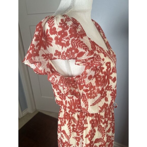 ALL IN FAVOR WOMEN'S MIDI DRESS Feminine Floral Tiered Ruffle Hem Cap Sleeves - Picture 9 of 12